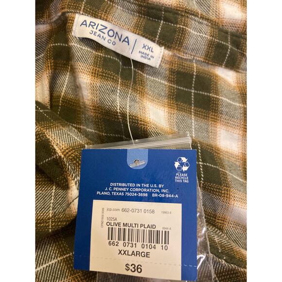 Arizona jeans peplum plaid plus size western button down 100% cotton blouse XXL - Picture 7 of 7